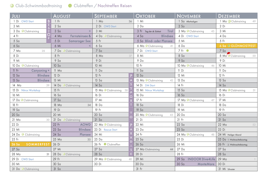 Tauchinsel GP Kalender 2025 7-12